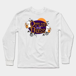 DRUM AND BASS - Trick Or Beat Ghosts (orange/purple) Long Sleeve T-Shirt